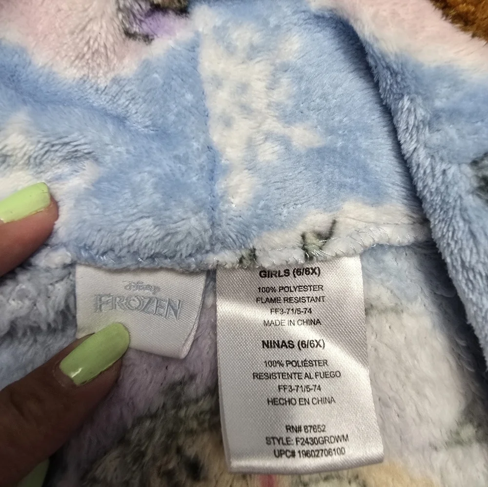 Disney frozen blue and white girls bath robe size 6